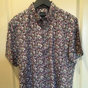Club Monaco Floral Short Sleeve Button Down Shirt